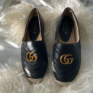 Gucci Double G Espadrilles, Black Size 7.